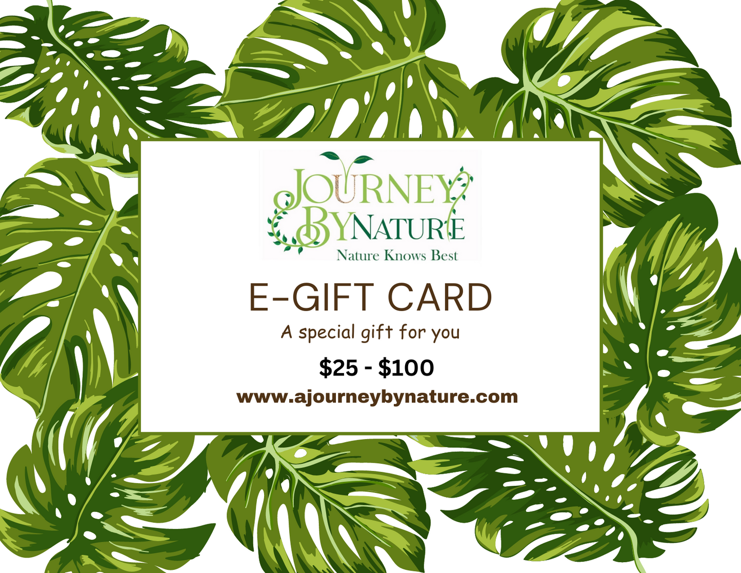 Journey By Nature E-Gift Card $25 - $100